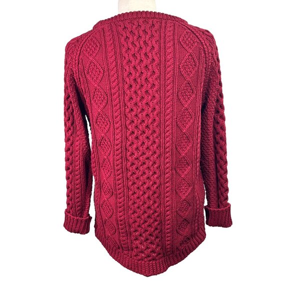 LL Bean Signature Women’s Sweater Small Red Cotton Cable Knit Pullover Zip Hem - Picture 2 of 9